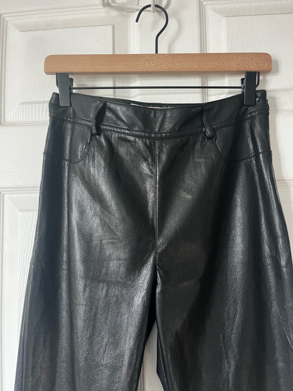Diane Von Furstenberg Black Faux Leather Chanda Trousers - Picture 2 of 12